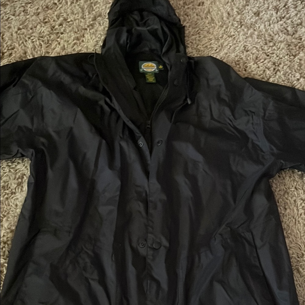Cabela's Black Raincoat Weather-Resistant Jacket men’s medium women’s unisex